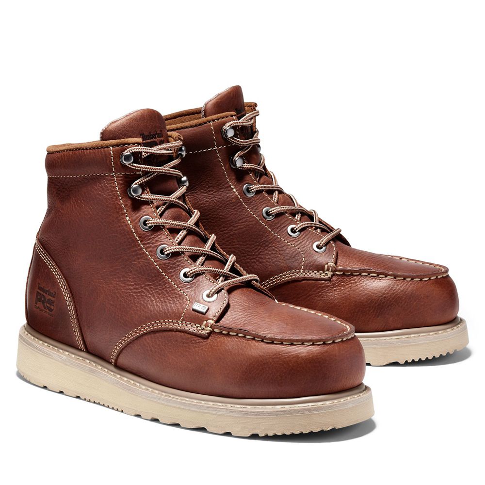 Timberland Μποτακια Εργασίας Ανδρικα Καφε - Pro® Barstow Wedge Alloy Toe - Greece 3201847-SJ